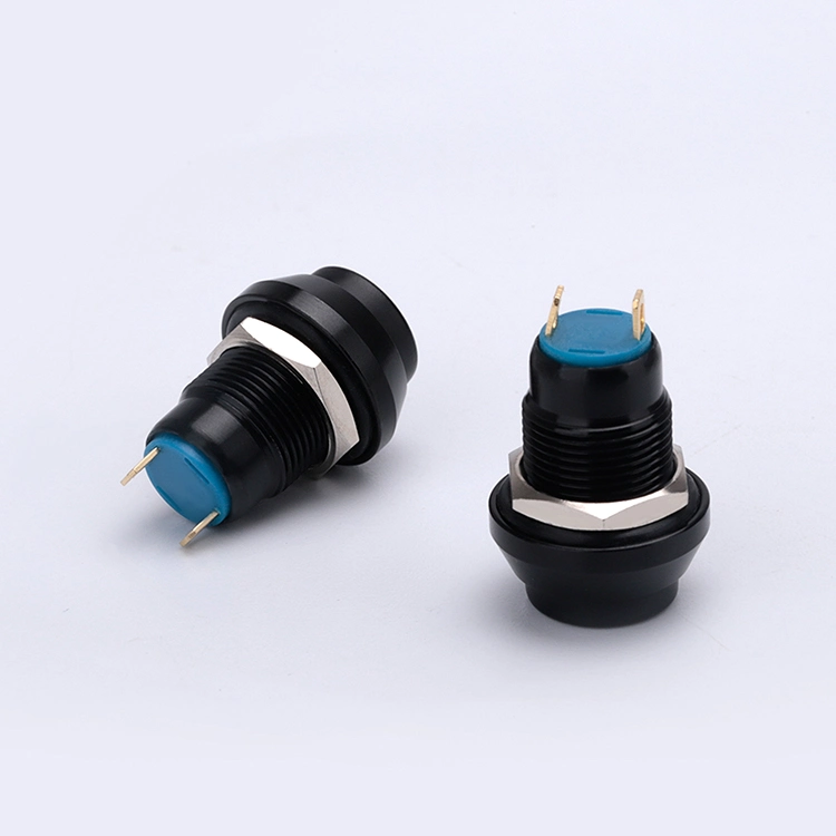 High Round Head Push Button Switch Waterproof Plastic Self-Lock Switch 12mm Black Push Button Switch