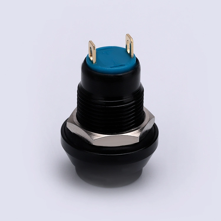 High Round Head Push Button Switch Waterproof Plastic Self-Lock Switch 12mm Black Push Button Switch