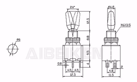 Chave seletora Knx-2-D1 Spdt 3 pinos Mini chave oscilante marinha miniatura Chave seletora