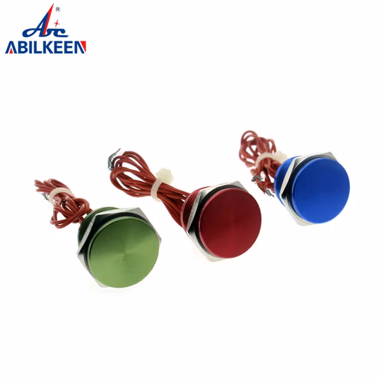 Anel de cabeça redonda lisa de cor vermelha 12V botão Illumine LED de energia 1no1nc interruptor de 16 mm