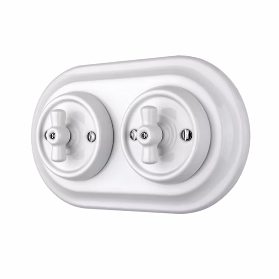 Interruptor de parede de material de porcelana 250V 10A Interruptor elétrico giratório redondo para campainha de controle
