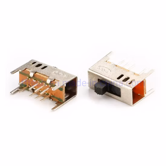 Fornecimento de fábrica Ss-23D03 Snap-in DIP 8 terminais 3 engrenagens pólos duplos Dp3t Interruptor de alternância vertical Mini interruptor deslizante